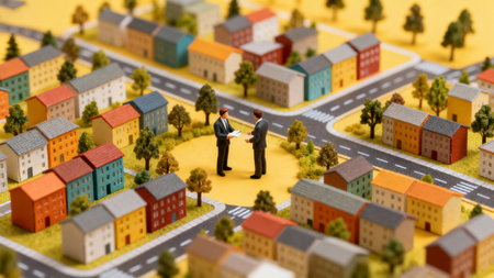 Miniature of a businessman shaking hands with a real estate agent.の素材