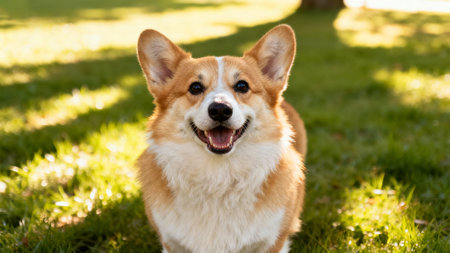 Welsh Corgi Pembroke dog in the parkの素材