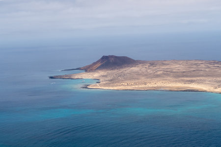 Aerial view of La Graciosa island, Canary Islands, Spainの写真素材