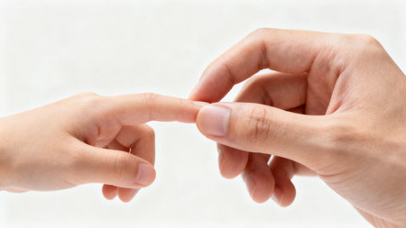 Two hands touching fingertipsの素材