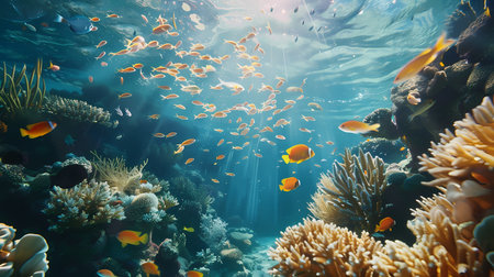 Underwater view of coral reef and tropical fish. Underwater world.の素材