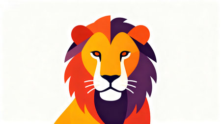 Colorful lion head illustrationの素材