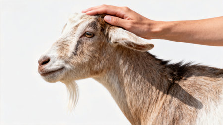 Hand petting a goatの素材