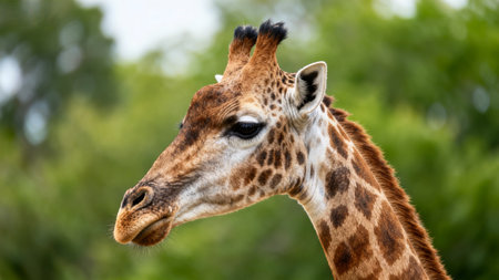 Giraffe head profile in natural settingの素材