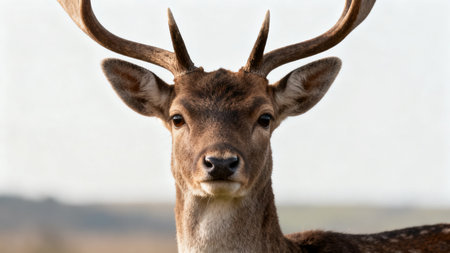 Closeup of a deer with antlersの素材