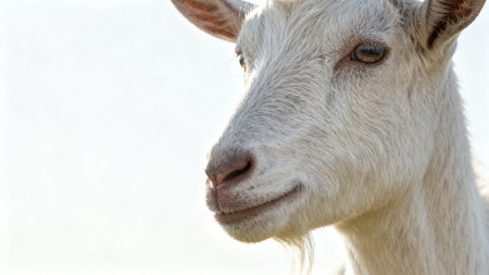 yong of a white goats faceの素材
