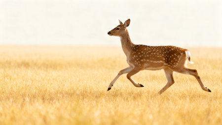Deer Running in Golden Fieldの素材