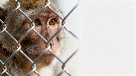 Monkey behind metal fenceの素材