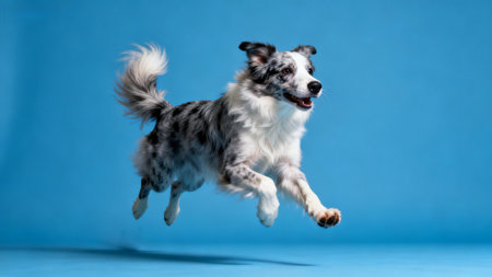 Running dog with fluffy tailの素材