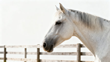 White horse in profile viewの素材