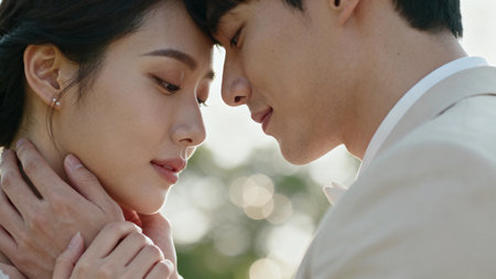 Closeup of a couple in an intimate momentの素材