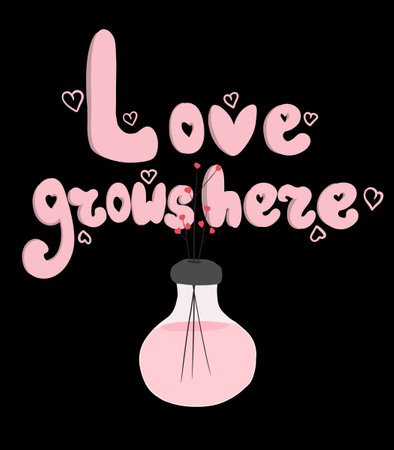 love grows here inscription with illustrationの写真素材