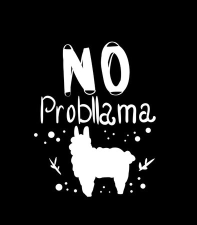 No Problama lettering with a lama illustrationの写真素材