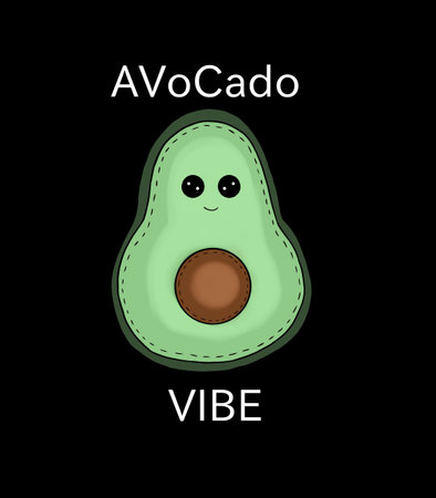 Avocado Vibe illustration with inscriptionの写真素材