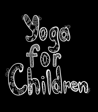 Yoga for children inscription in zen art style illustrationの写真素材