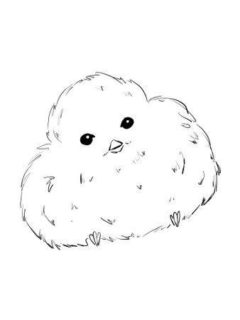 Long - Tailed Tit bird in line art illustrationの写真素材