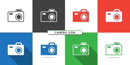 Vector set of camera icon on colored backgroundのイラスト素材