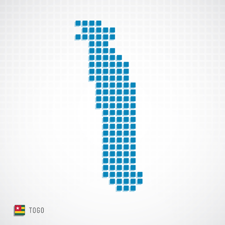 Vector illustration of Togo map dotted basic shape icons and flagのイラスト素材