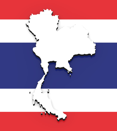 3D White silhouette of the Thailand state on the national flagの写真素材