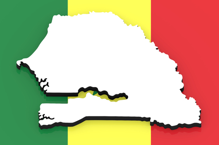 3D White silhouette of the Senegal state on the national flagの写真素材