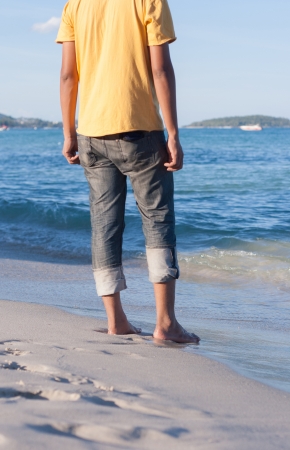 Man on the Beachの写真素材