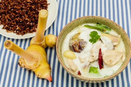 Boiled chicken with coconut milk and herb.の写真素材
