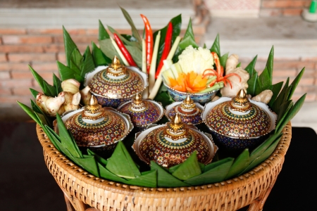 Authentic thai cuisine with decoration and flavour.の写真素材