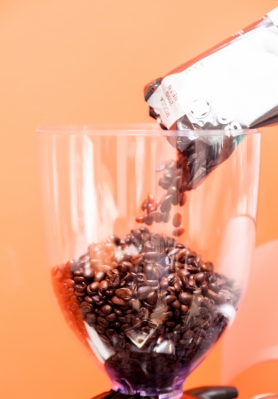 A cup of coffee from the machine .の写真素材