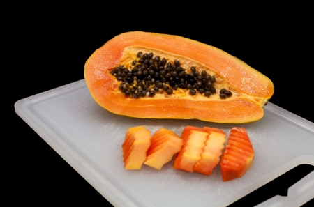 Sweet papaya  isolated on black の写真素材