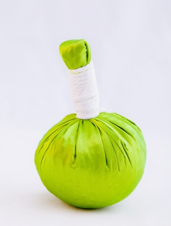 Herbal compress balls for spa treatment の写真素材