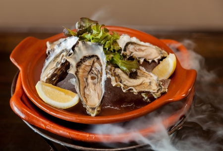 Raw Oyster on the ice 