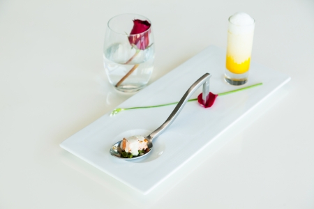 The tasty  appetizers on spoon の写真素材