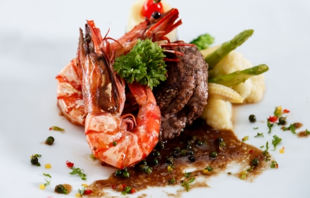 Prawns stir fried with chilli and herb.の写真素材