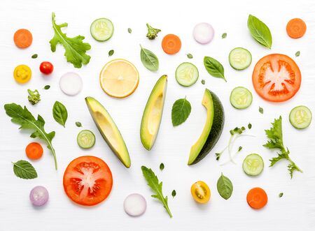 Food pattern with raw ingredients of salad