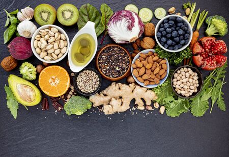 Ingredients for the healthy foods selection.の写真素材
