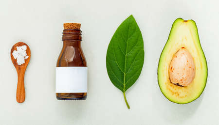 Natural herbal skin care products. Skin care ingredients on table concept of the best all natural face moisturizer.の写真素材