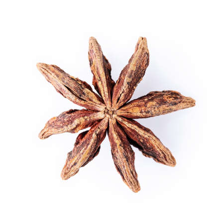 Single Chinese star anise isolated on white background.の写真素材