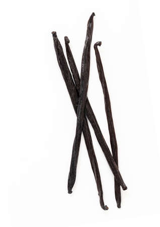 Dried Vanilla sticks isolated on white backgrounds.の写真素材