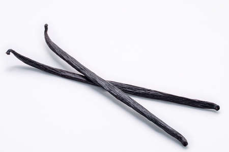 Dried Vanilla sticks isolated on white backgrounds.の写真素材