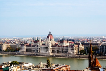 panoramic view of Budapest including river Danube and roofsのeditorial素材