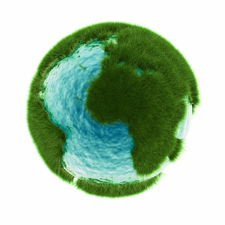 grass earth with water - global warmingの写真素材