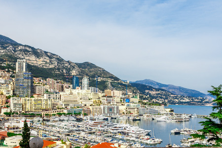 Cityscape of La Condamine, Monaco-Ville, Monaco. Principality of Monaco, French Rivieraのeditorial素材
