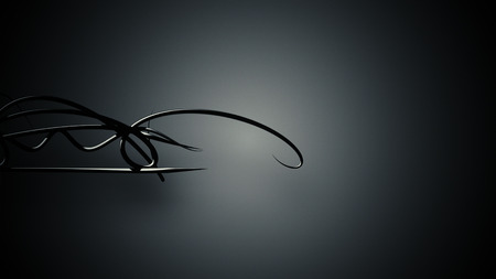 waved organic lines on gradient background, black colour and steel styleの写真素材