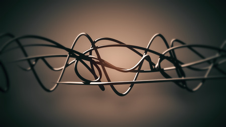 waved organic lines on gradient background, black colour and steel styleの写真素材