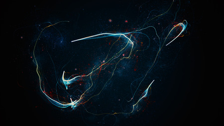 glittering stars with sparkling trail glow dust chaotic abstract backgroundの写真素材