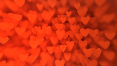 Valentine's Day card: background from huge amount of red hearts with depth of field and bokehの写真素材