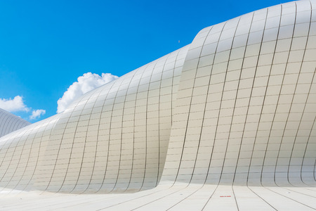 Baku, Azerbaijan - October 02, 2016: Heydar Aliyev Center Museum in Baku, Azerbaijan autumn time. Cosmic architecture of Zaha Hadid architect. Modern cultural center, which became a new symbol of Bakuのeditorial素材