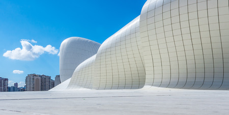 Baku, Azerbaijan - October 02, 2016: Heydar Aliyev Center Museum in Baku, Azerbaijan autumn time. Cosmic architecture of Zaha Hadid architect. Modern cultural center, which became a new symbol of Bakuのeditorial素材