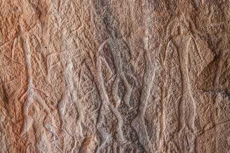 Rock formations, caves and ancient petroglyphs at Gobustan National Park, Azerbaijan.の写真素材