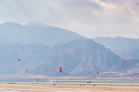 Dahab, Sinai Peninsula, Egypt, Mountains and Coast of red seaの写真素材